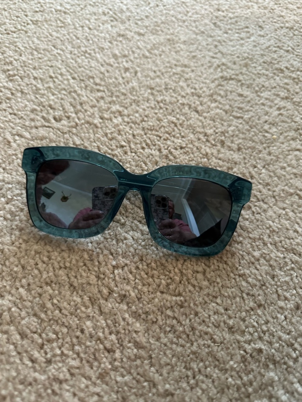 Diff Eyewear Green Marbled Square Acetate Sunglasses